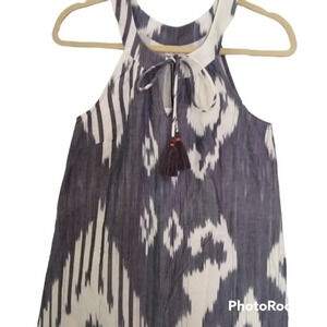 THML Blue White Batik Halter Dress Tunic Top‎